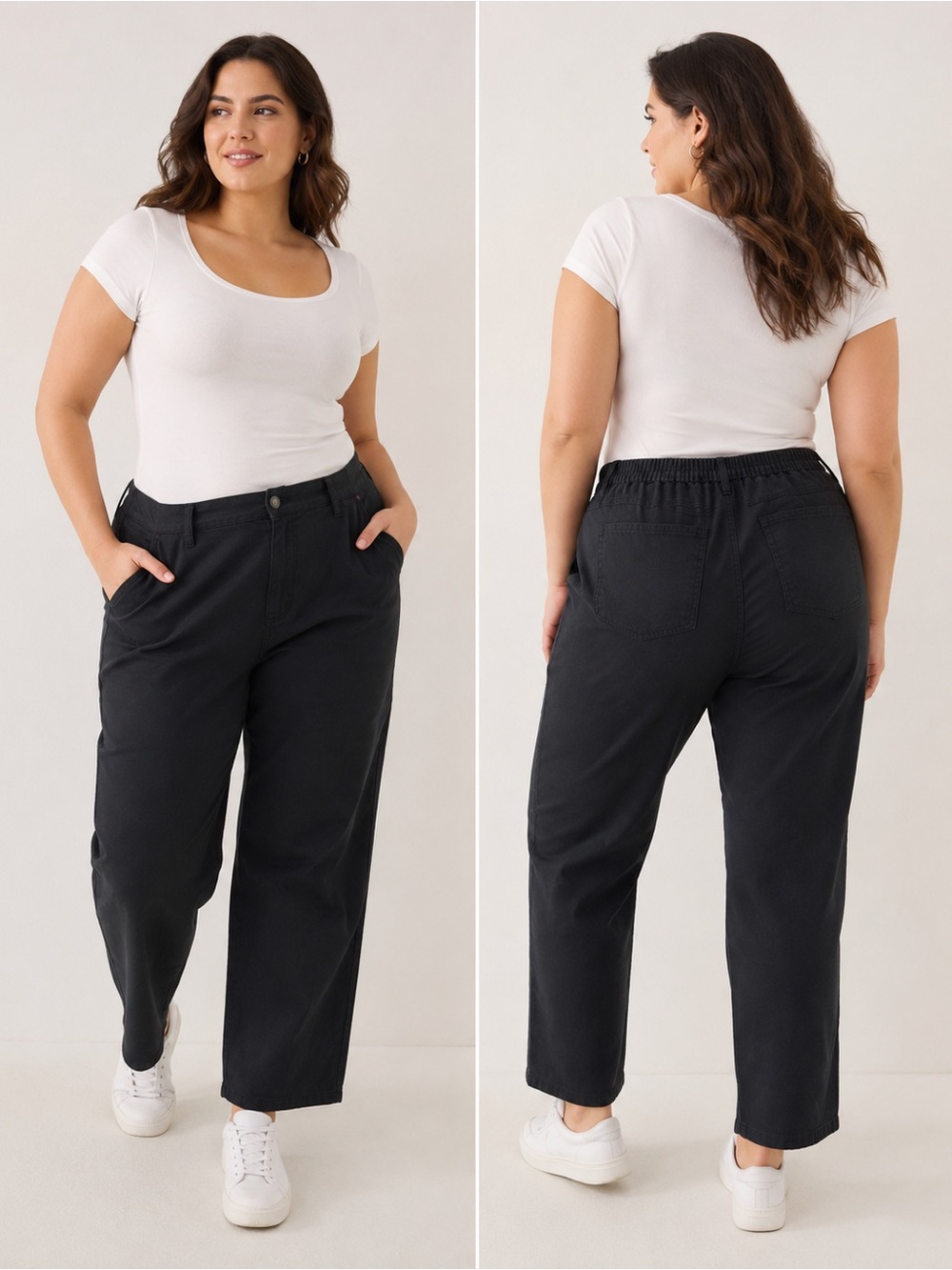 woman within women's black twill pants
22WP classic straight fit